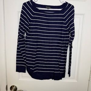 Pink Clover Navy and White Striped Top
